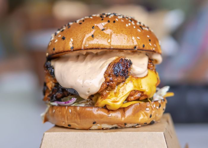 American BBQ burger at Two Smokin' Arabs, Bankstown